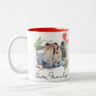 Personalised Picture Template Elegant Script red Two-Tone Coffee Mug