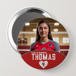 Personalised Picture Volleyball Player Name Number 10 Cm Round Badge