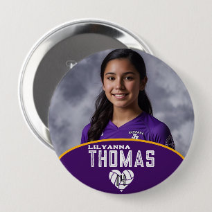 Personalised Picture Volleyball Player Name Number 10 Cm Round Badge