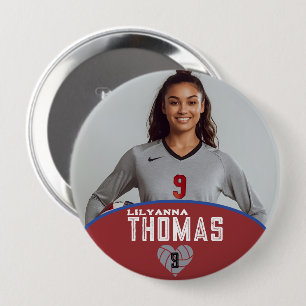 Personalised Picture Volleyball Player Name Number 10 Cm Round Badge