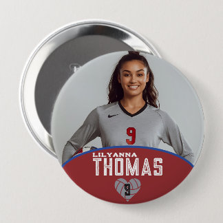Personalised Picture Volleyball Player Name Number 10 Cm Round Badge