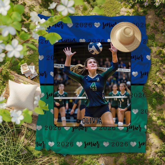 Personalised Picture Volleyball Senior Gift Fleece Blanket (Creator Uploaded)