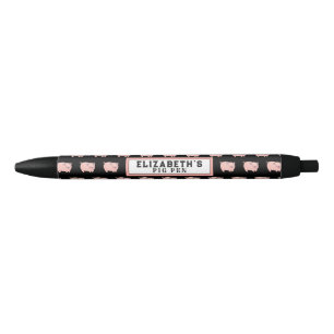 personalised pig black ink pen