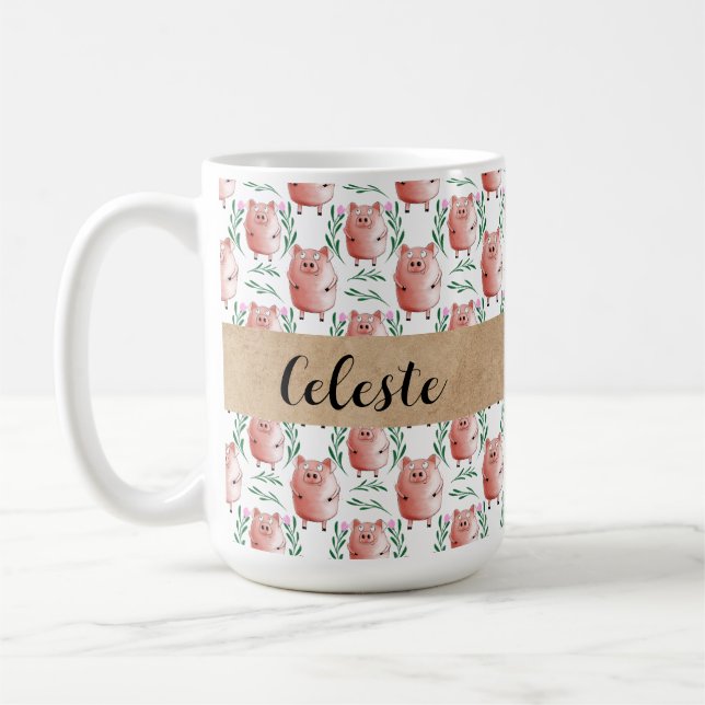 Personalised Pig Mug – Cute Farm Animal Gift Cup (Left)