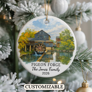 Personalised Pigeon Forge Ornament, Tennessee Ceramic Tree Decoration
