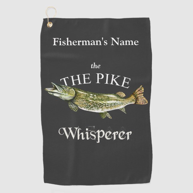 Personalised Pike Whisperer Dark Fishing Towel (Front)