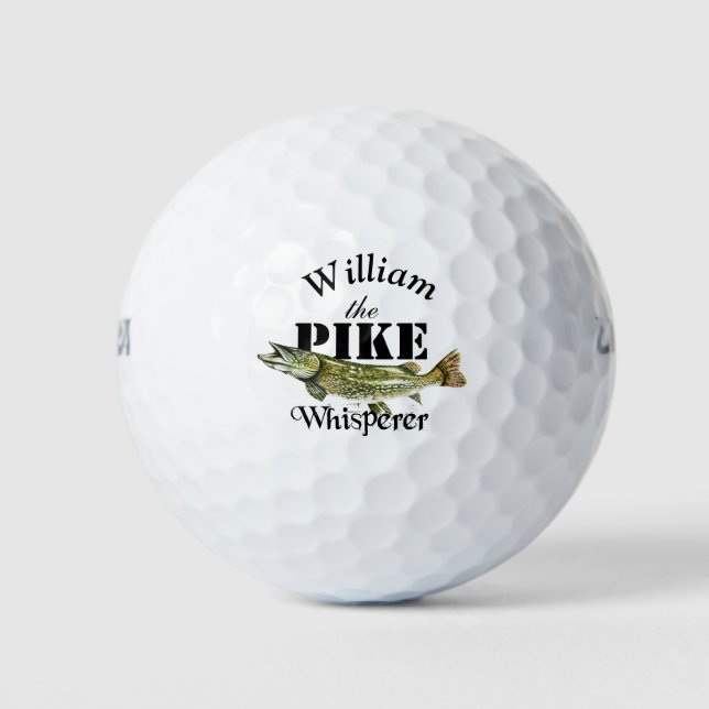 Personalised Pike Whisperer Fisherman Golf Balls (Front)