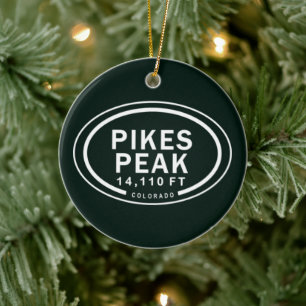 Personalised Pikes Peak Colorado Rocky Mountain Ceramic Tree Decoration