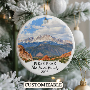 Personalised Pikes Peak Ornament, Custom Colorado Ceramic Tree Decoration