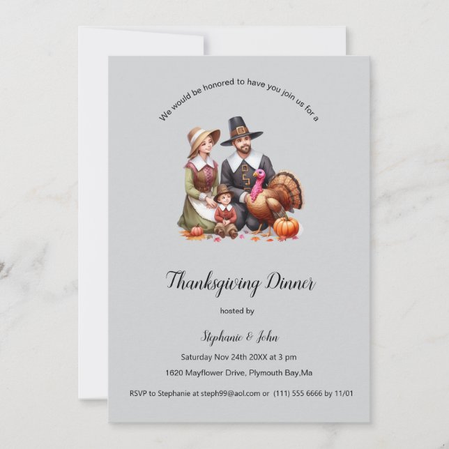 Personalised Pilgrim Fathers Thanksgiving Invitation (Front)