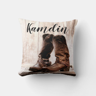 Personalised Pillow boots country rustic western w