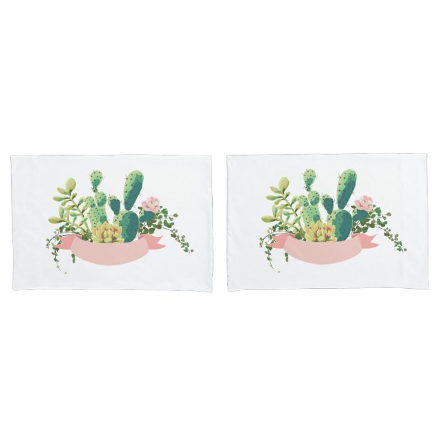 Personalised Pillow Cases Bohemian Cactus Succulen (Front-Set)