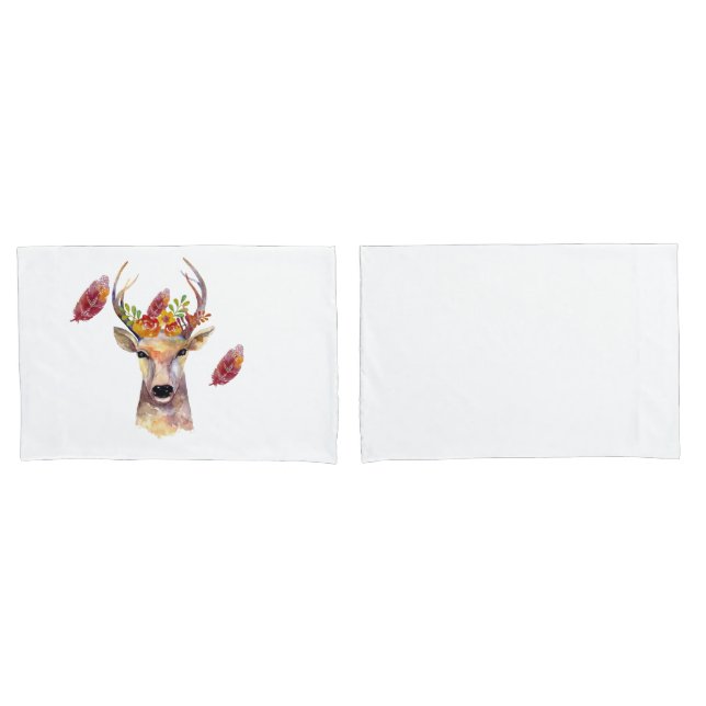 Personalised Pillow Cases boho deer Buck head Brow (Front-Set)