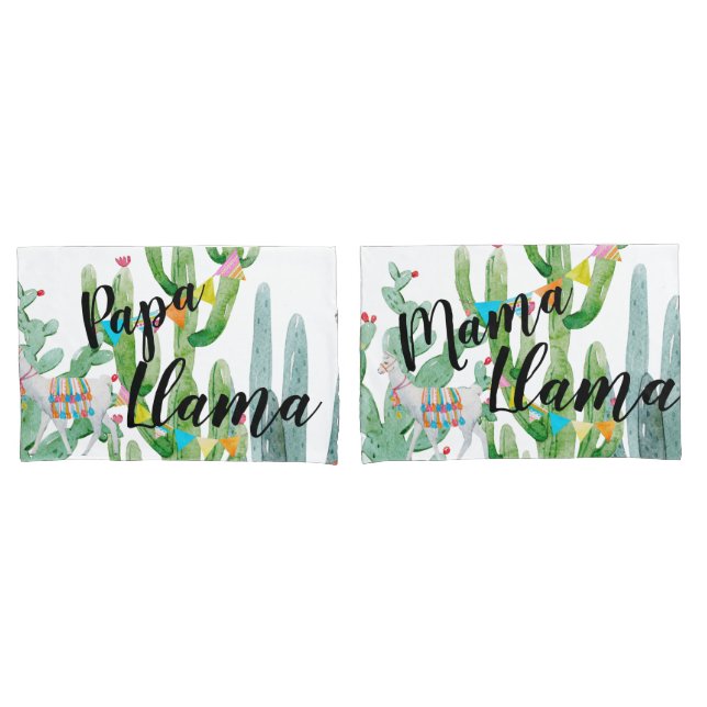 Personalised Pillow Cases Boho Llama Bohemian Cact (Front-Set)