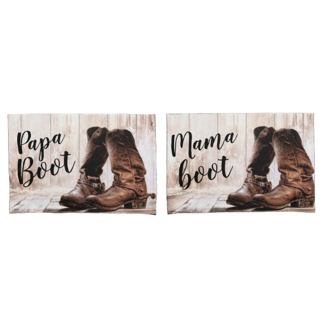 Personalised Pillow Cases boots country rustic wes (Front-Set)