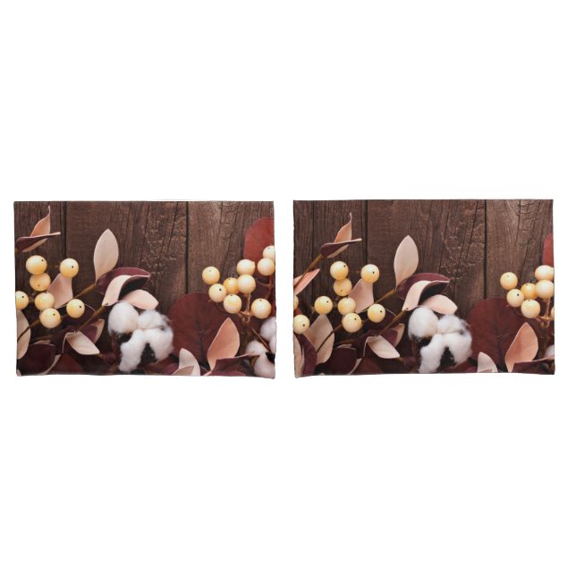 Personalised Pillow Cases Cotton Branch on Dark Wo (Front-Set)