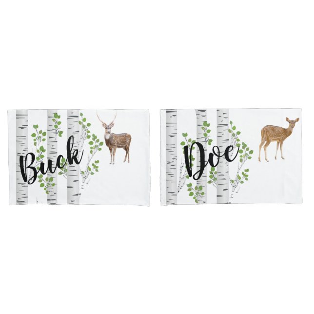 Personalised Pillow Cases Deer Doe Buck Woodland H (Front-Set)
