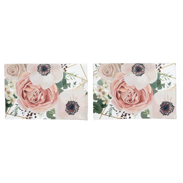 Personalised Pillow Cases Geometric Garden Rose (Front-Set)