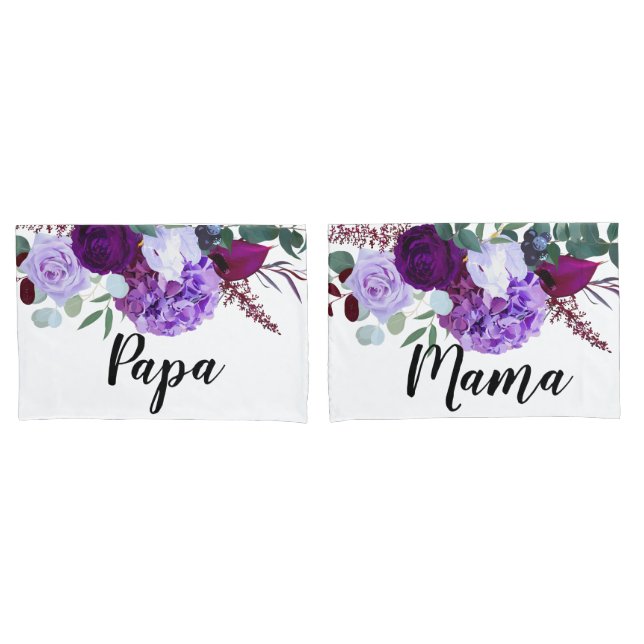 Personalised Pillow Cases Lavender Hibiscus on Whi (Front-Set)