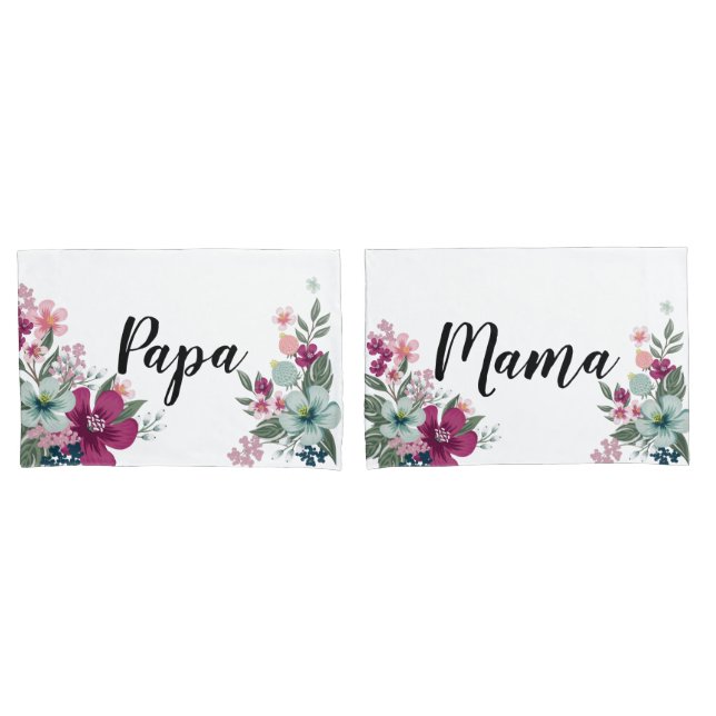 Personalised Pillow Cases Tropical Flowers on Whit (Front-Set)