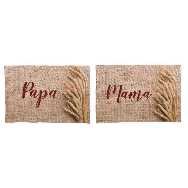 Personalised Pillow Cases Wheat on Burlap Sack Cou (Front-Set)