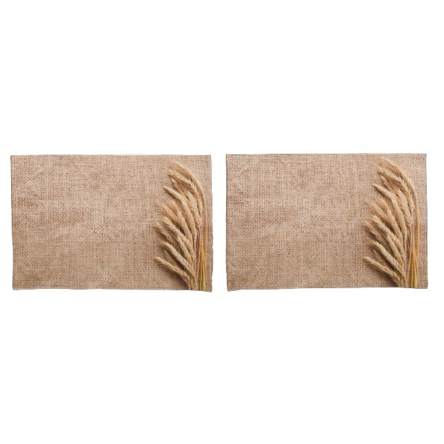 Personalised Pillow Cases Wheat on Burlap Sack Cou (Front-Set)