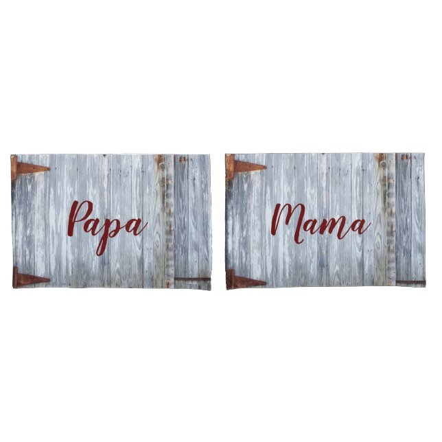 Personalised Pillow Cases White Wash Wood Barn Doo (Front-Set)