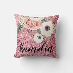 Personalised Pillow Geometric Garden Rose Gold