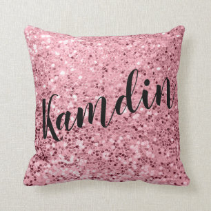 Personalised Pillow Rose Gold Glitter