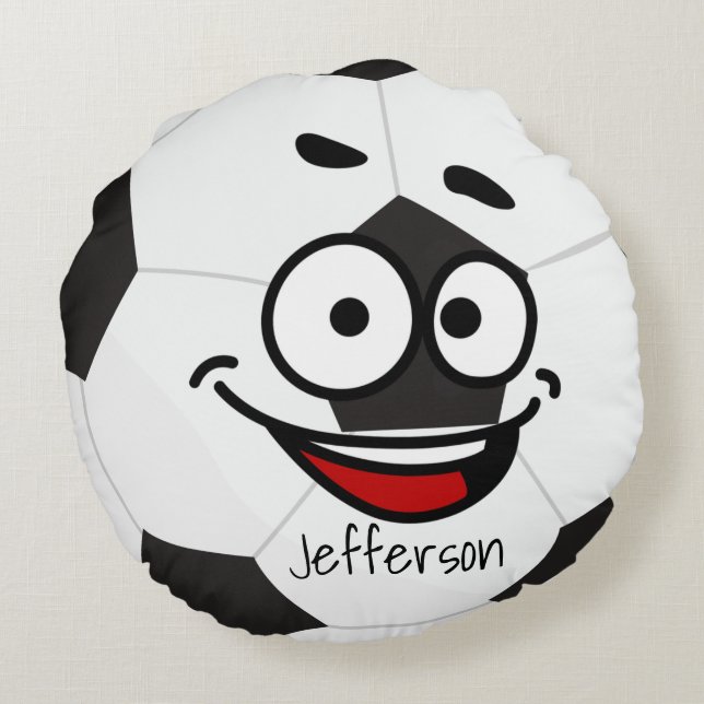 Personalised Pillow Soccer Ball funny face (Back)