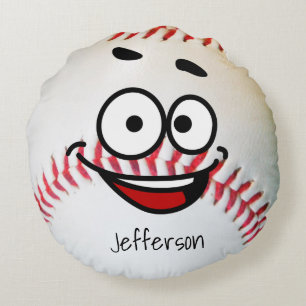Personalised Pillow White Baseball funny face