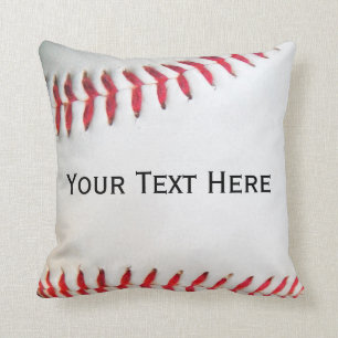 Personalised Pillow White Baseball red stitching