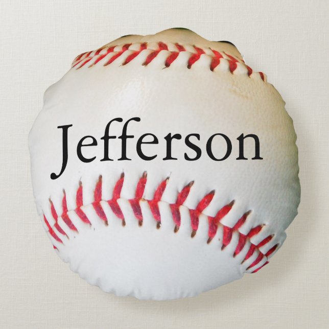 Personalised Pillow White Baseball red stitching (Back)