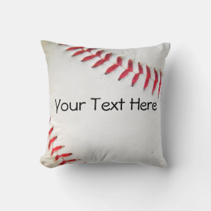 Personalised Pillow White Baseball red stitching