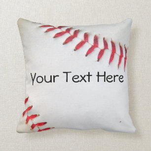 Personalised Pillow White Baseball red stitching