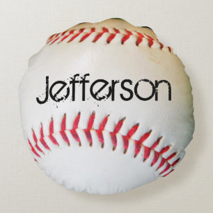 Personalised Pillow White Baseball red stitching