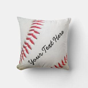 Personalised Pillow White Baseball red stitching