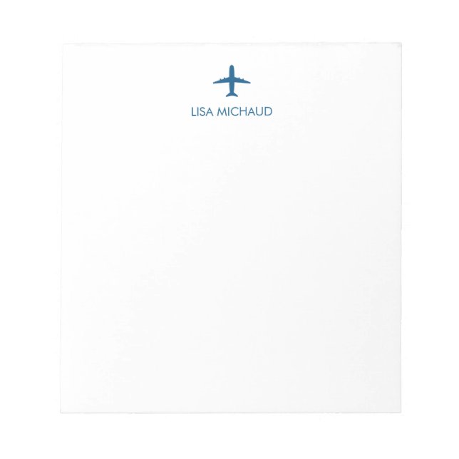 Personalised Pilot Modern Aeroplane Notepad (Front)