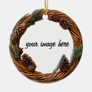 personalised pine cone wreath ceramic tree decoration