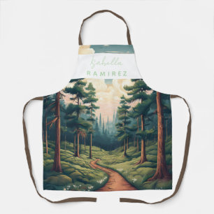Personalised Pine Forest Path Design with Name Apron