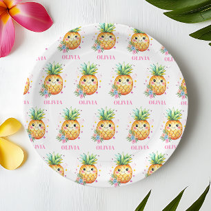 Personalised Pineapple Aloha 1st Birthday Party Paper Plate