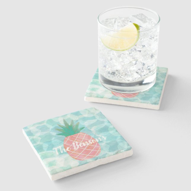 Personalised Pineapple Bar Drink Coasters  (Side)
