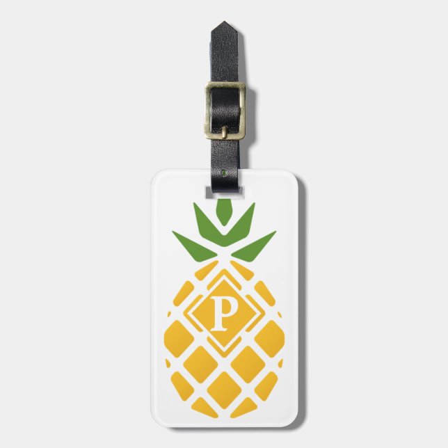 Personalised Pineapple | Editable White Background Luggage Tag (Front Vertical)