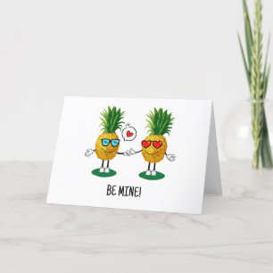 Personalised Pineapple Emoji Love Couple Holiday Card