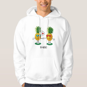 Personalised Pineapple Emoji Love Couple Hoodie