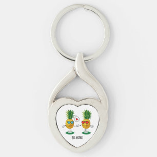Personalised Pineapple Emoji Love Couple Key Ring