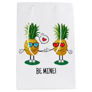 Personalised Pineapple Emoji Love Couple Medium Gift Bag