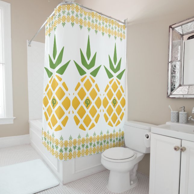 Personalised Pineapple Pattern Shower Curtain (In Situ)