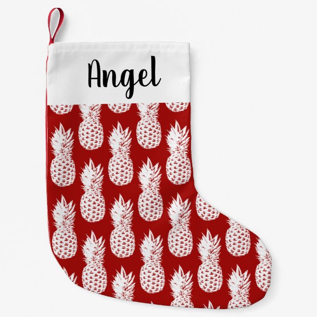 Personalised pineapple print Christmas stocking (Front)