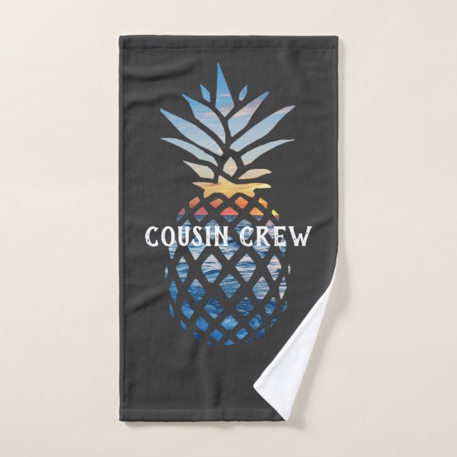 Personalised Pineapple Tropical Family Vacation Hand Towel (Hand Towel)